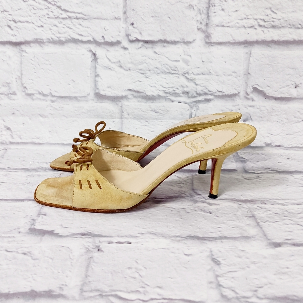 Christian Louboutin tan suede leather sandals